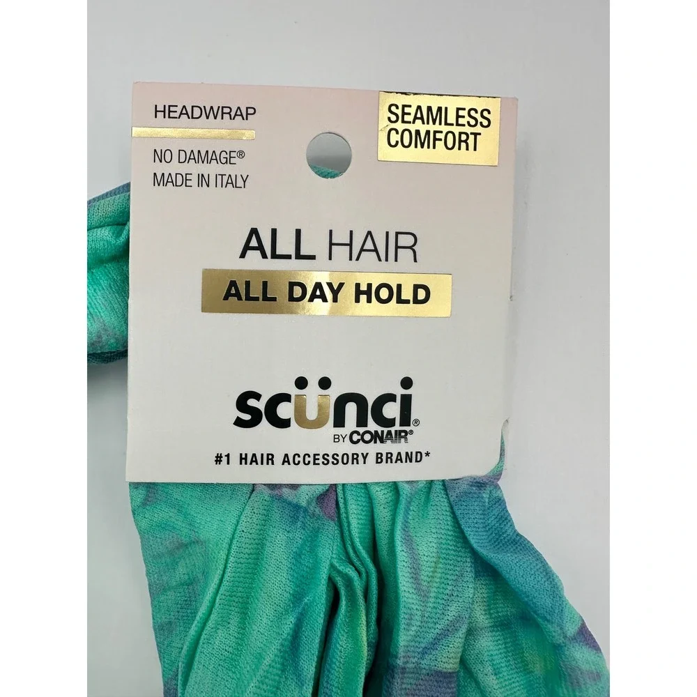 Scunci Headwrap Turquoise Purple Tie Dye Seamless Comfort All Hair